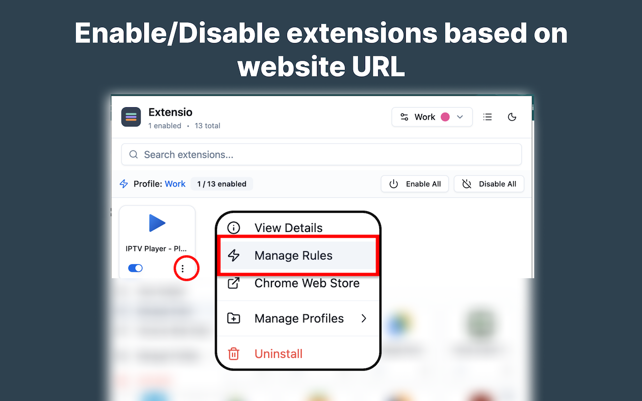 Manage Extension Rules - View and edit your site rules