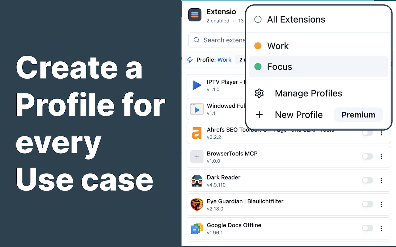 Profile Creation in Extensio - Create work, personal, and dev profiles