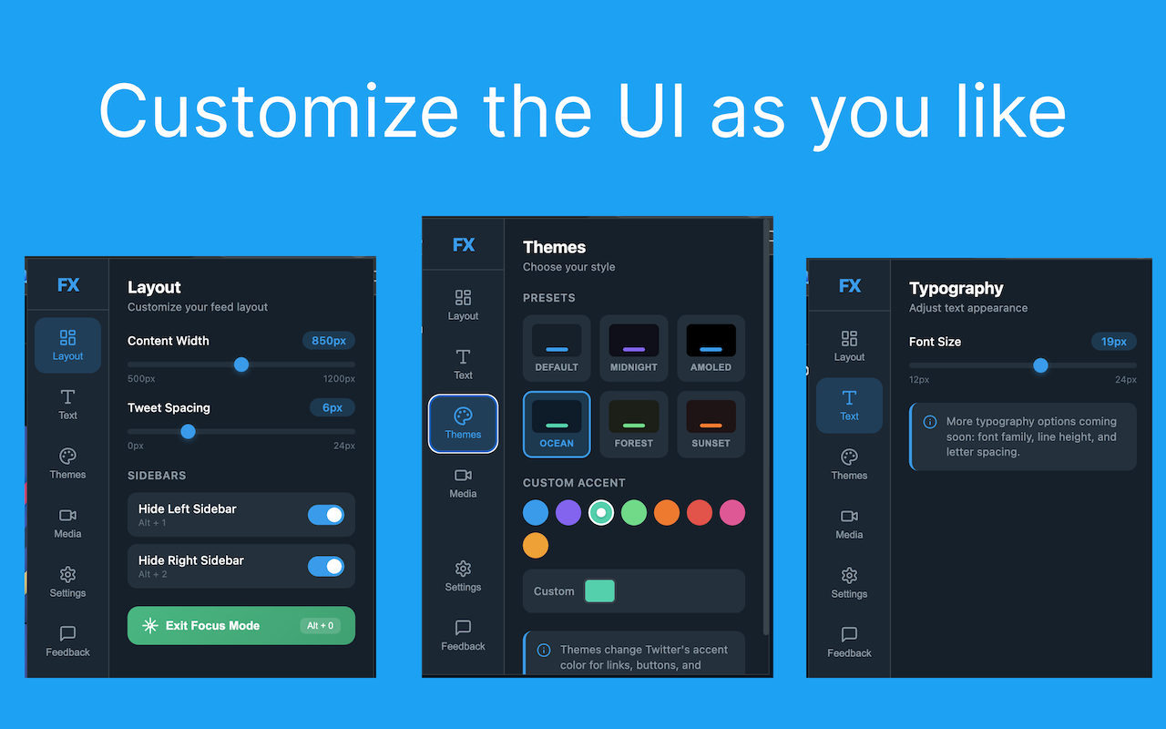 Flexitter Extension Popup - Settings Interface